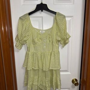 Yellow Gingham Ruffle Romper